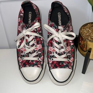 Converse Rose Print Sneakers Size 7